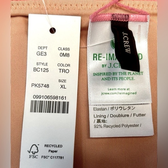 NWT J. Crew Pink Curved Waist Cheeky Bikini Bottom, Mid Rise, Size XL - Picture 6 of 11